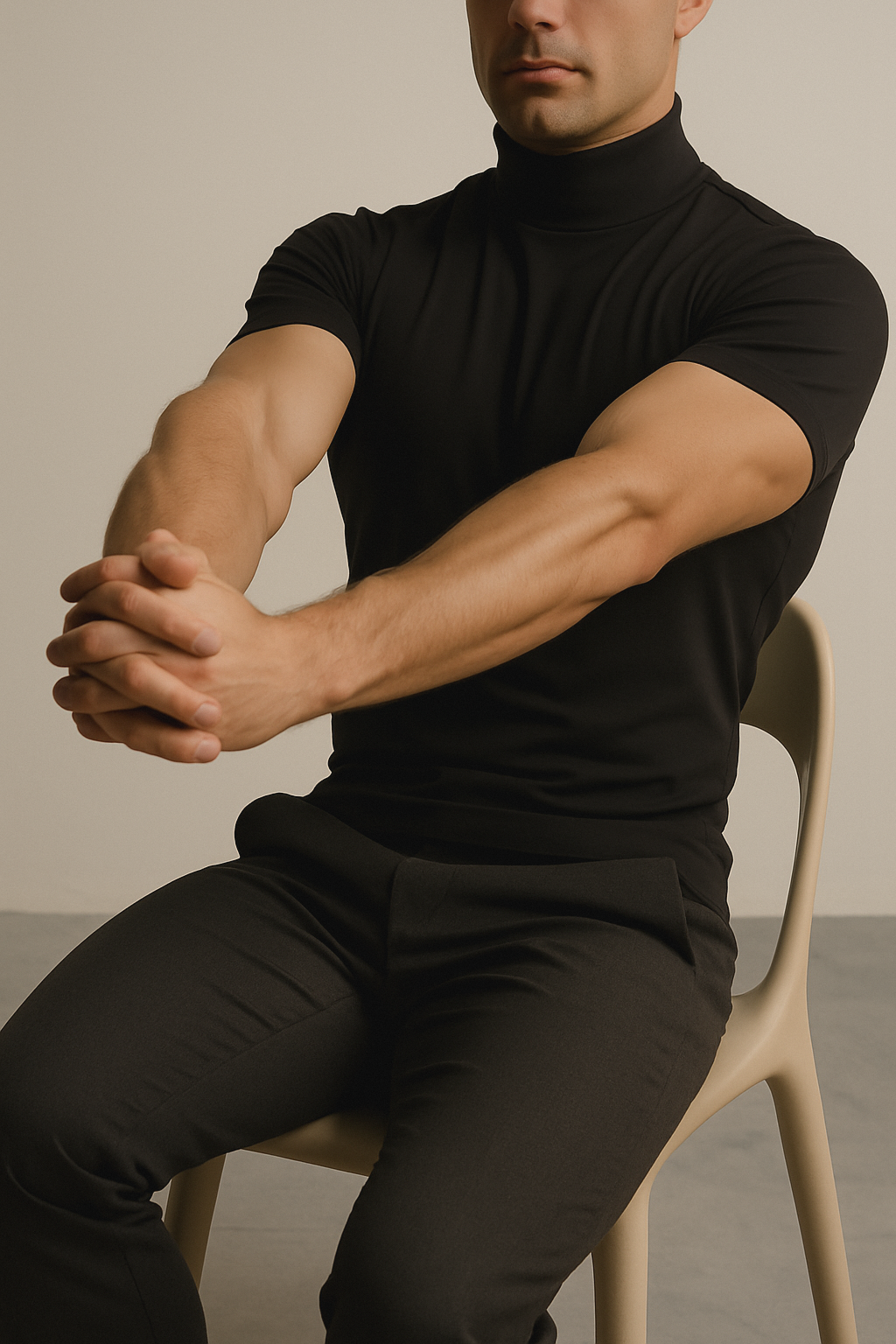 Aljur - Herren T-Shirt in Einfarbig mit Rollkragen