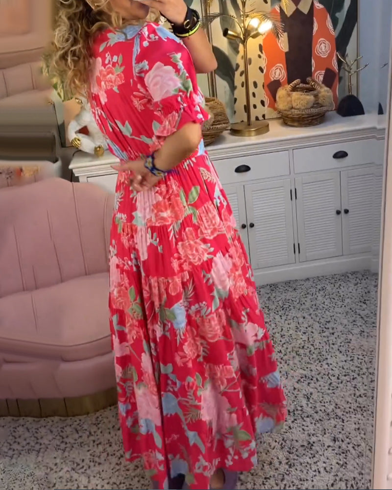 Susanna – Kleid mit Blumenmuster und Taschen Rot 4
