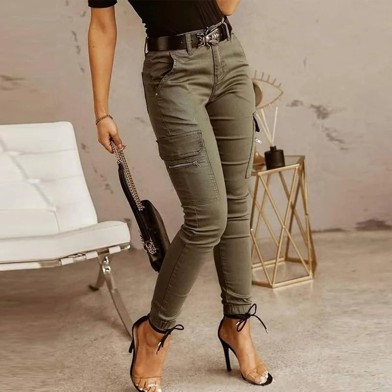 Suse - Stilvolle Frauen Jeans Hosen Mit Taschen Aus Bequemem Armegrun