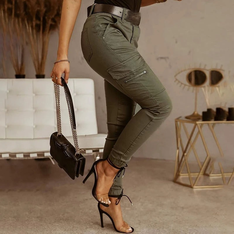 Suse - Stilvolle Frauen Jeans Hosen Mit Taschen Aus Bequemem Armegrun 2