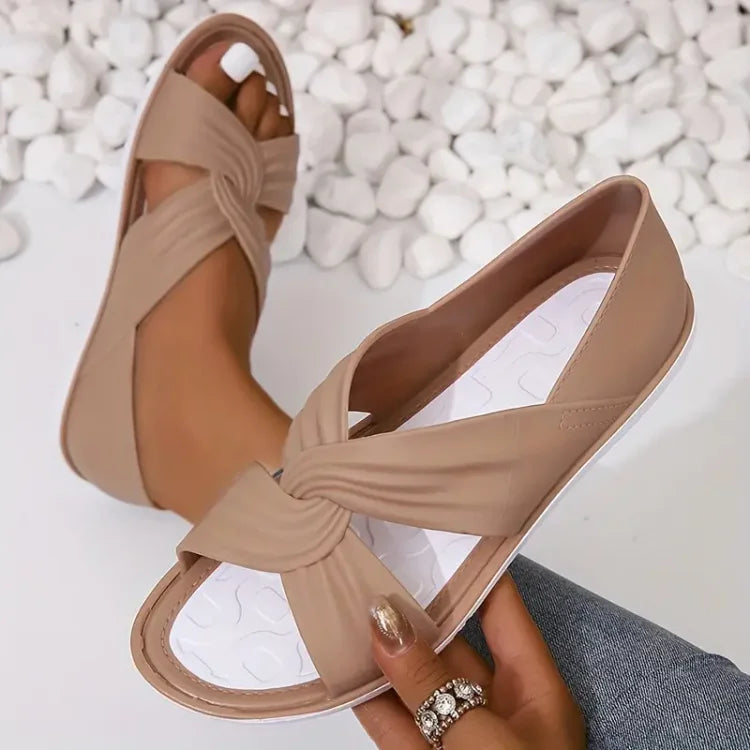 Suzanne- Comfortabele orthopedische sandalen met strikdesign Aprikose