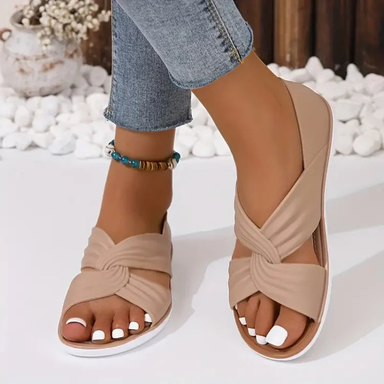 Suzanne- Comfortabele orthopedische sandalen met strikdesign Aprikose 3