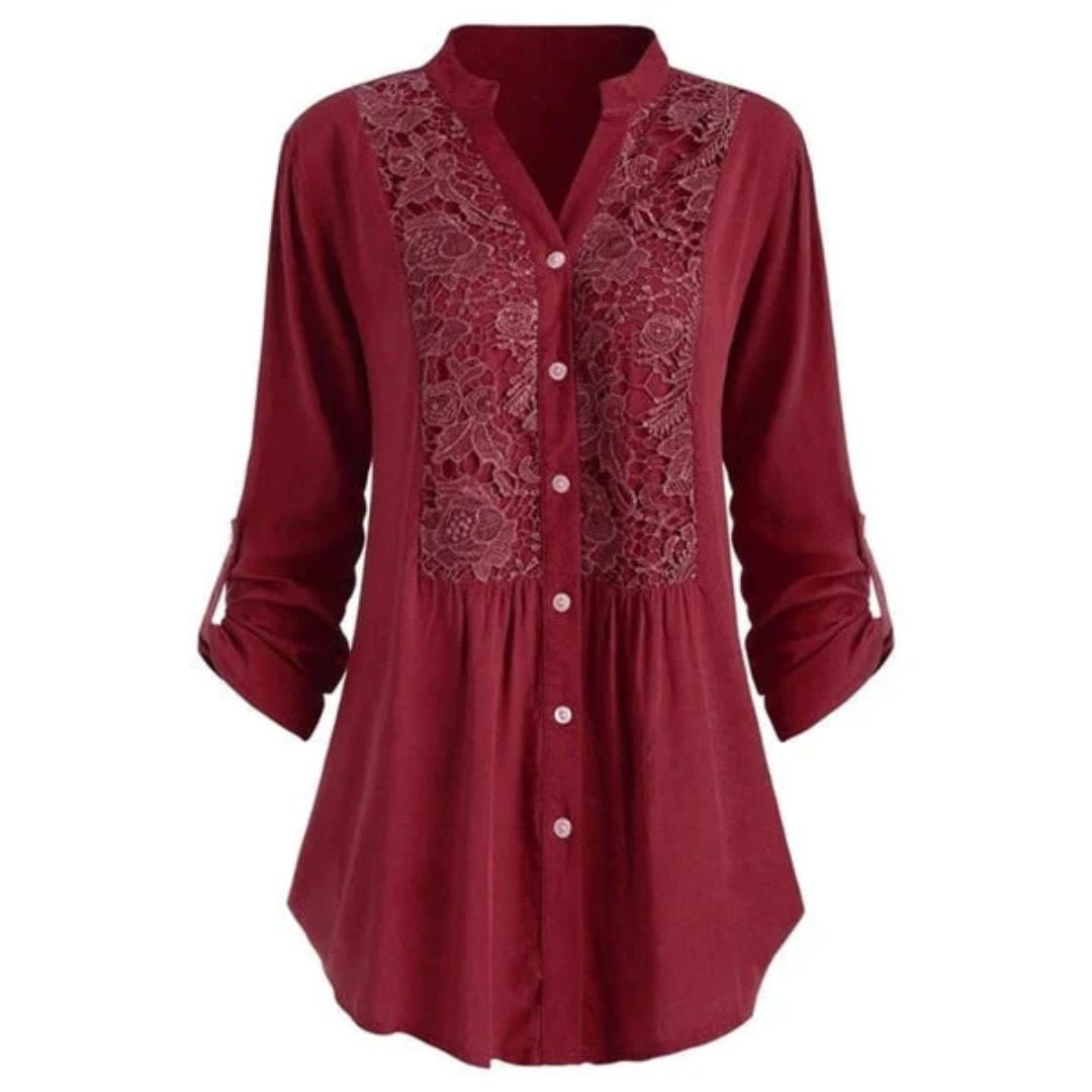 Sybille - Bluse Lang & Stilvoll Rot