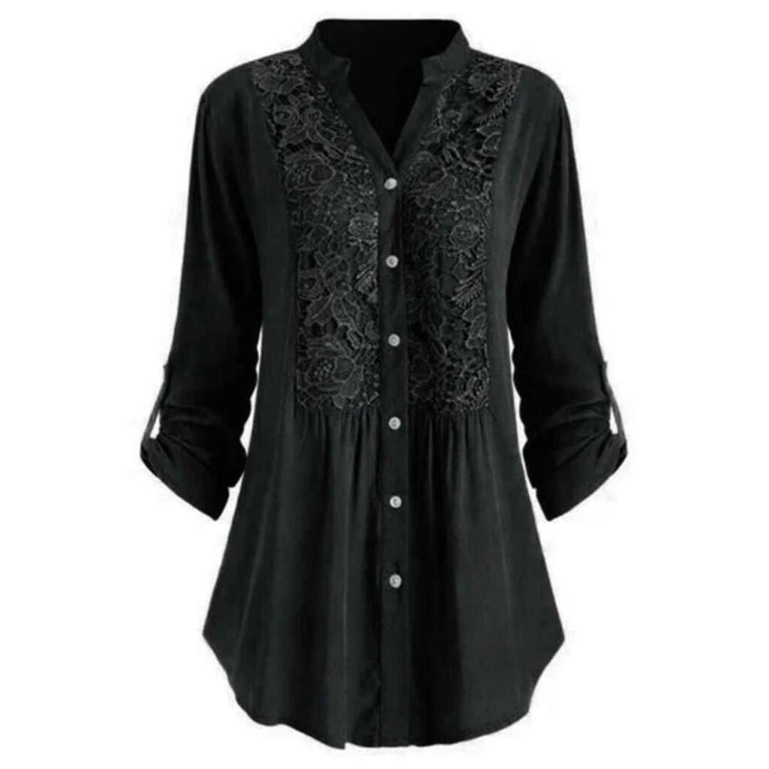 Sybille - Bluse Lang & Stilvoll Schwarz