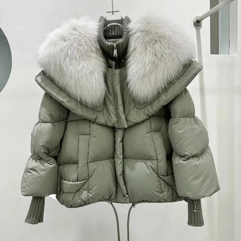 Sybille - Damen Dicke Winterjacke Warm Kuschelig Komfort Grün