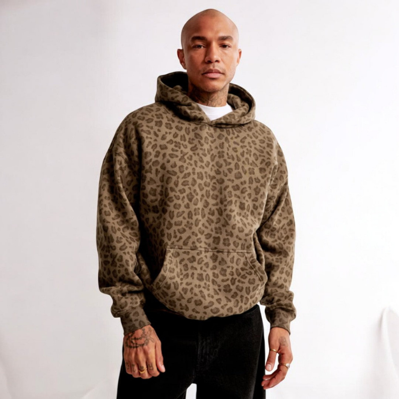 Bastian – Lässiger Hoodie Mit Leoparden-Muster Für Herren