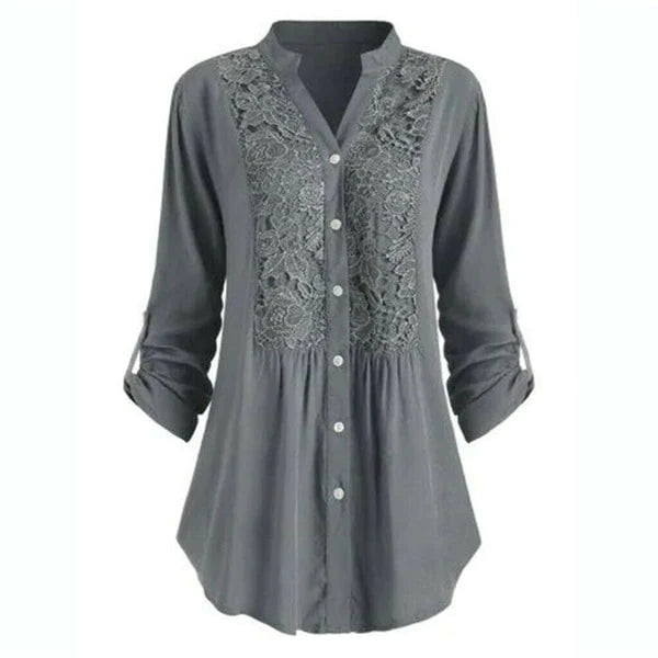 Tanith - Lange Bluse mit Puffärmeln für Frauen Grau