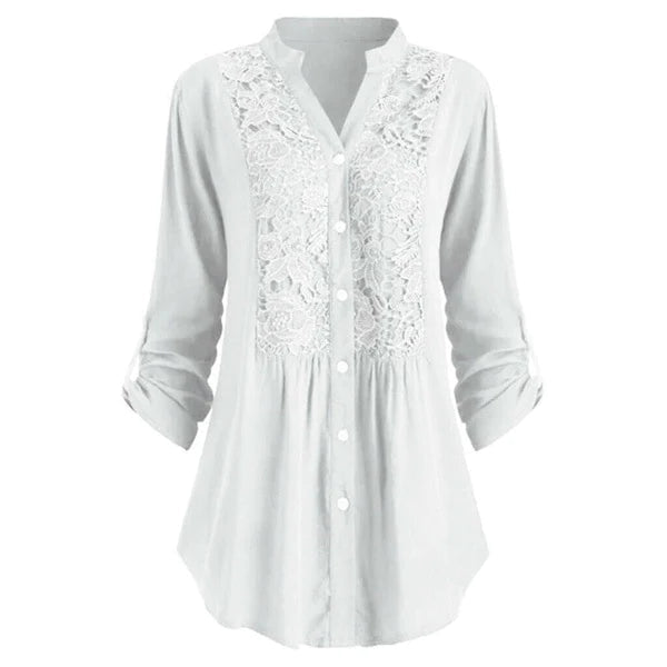 Tanith - Lange Bluse mit Puffärmeln für Frauen Weiß