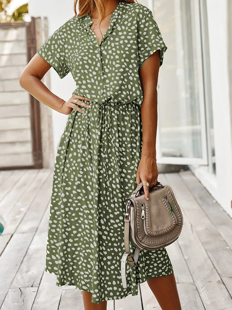 Tanja- Leichte Midi Sommerkleid Damen Grün