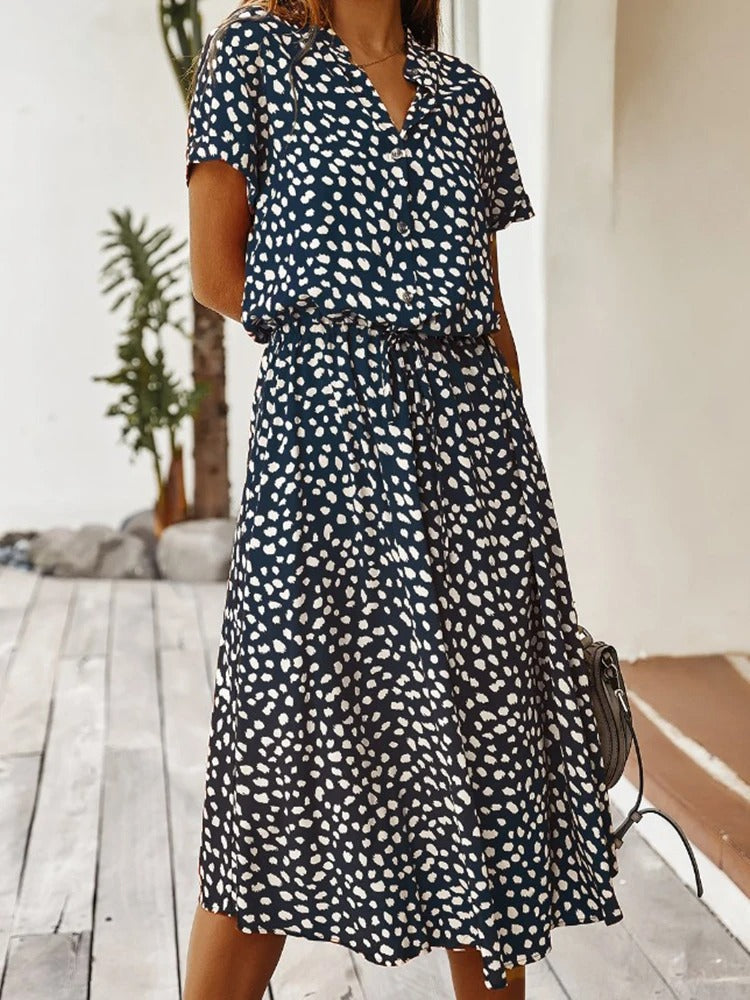 Tanja- Leichte Midi Sommerkleid Damen Marineblau