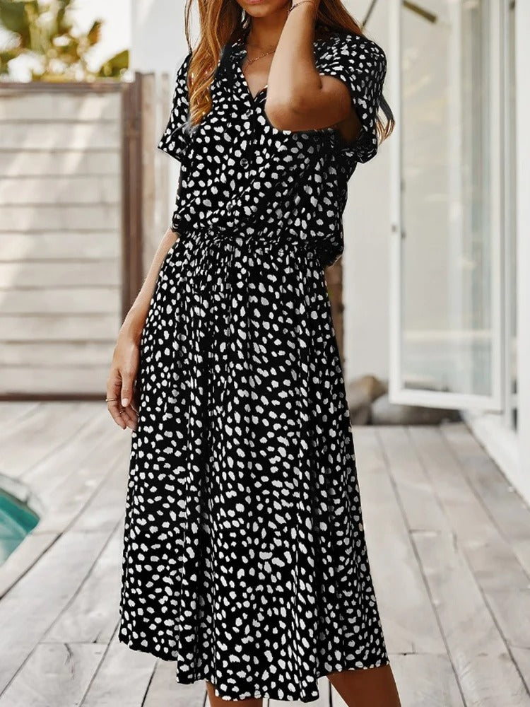 Tanja- Leichte Midi Sommerkleid Damen Schwarz
