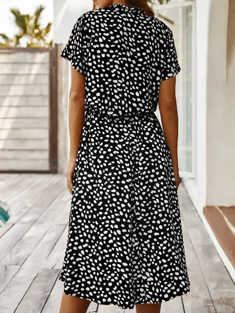 Tanja- Leichte Midi Sommerkleid Damen Schwarz 1