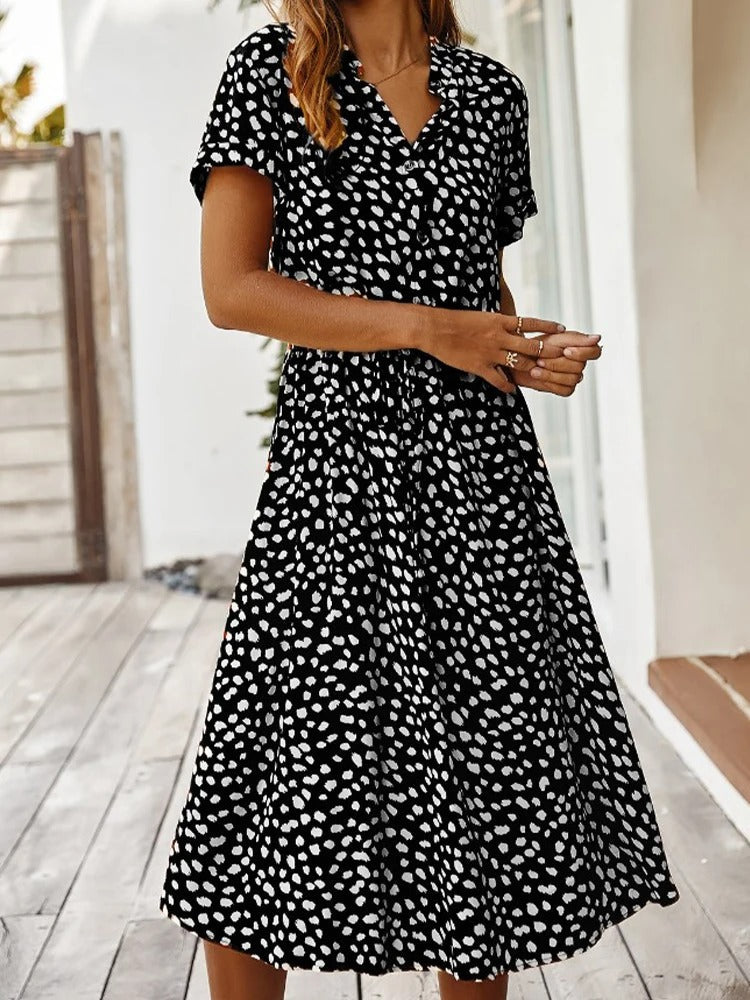 Tanja- Leichte Midi Sommerkleid Damen Schwarz 2