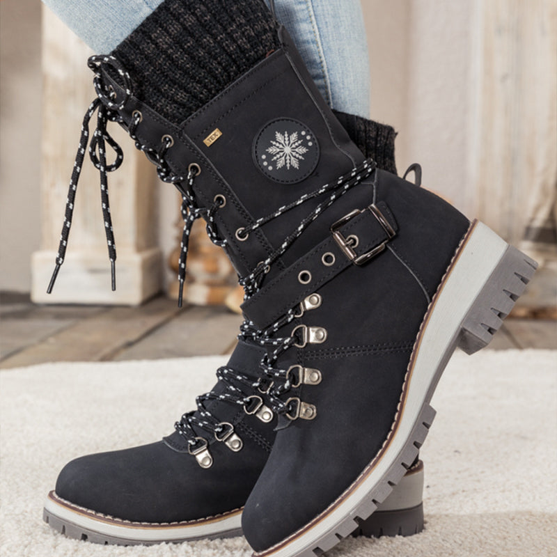 Tanja - Schneestiefel Wasserdicht Warm Kniehoch Rutschfest Schwarz