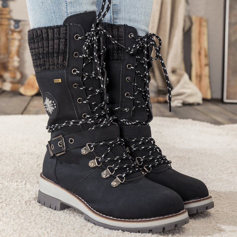 Tanja - Schneestiefel Wasserdicht Warm Kniehoch Rutschfest Schwarz