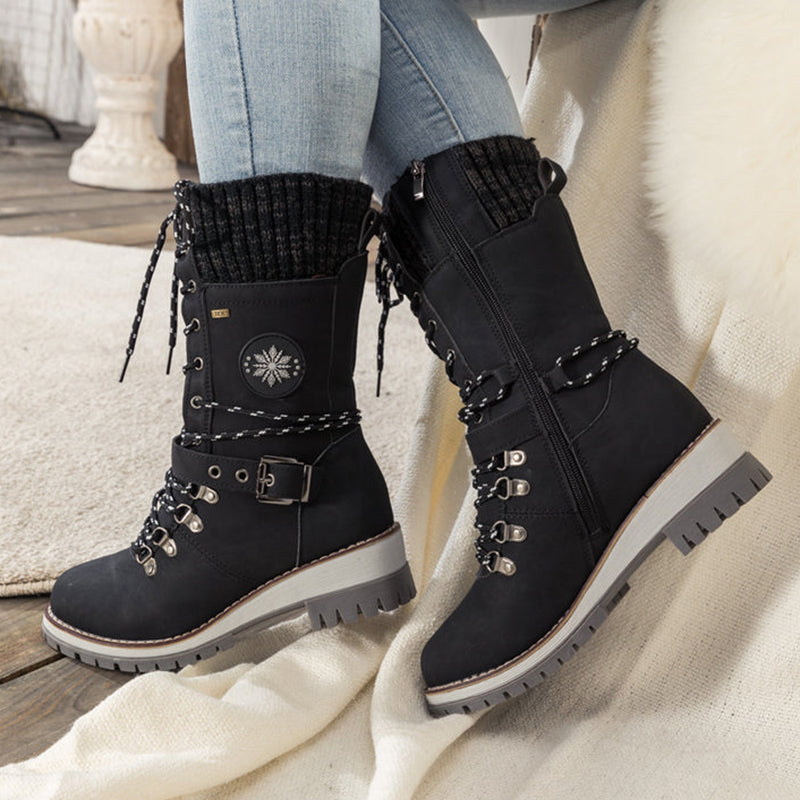 Tanja - Schneestiefel Wasserdicht Warm Kniehoch Rutschfest Schwarz