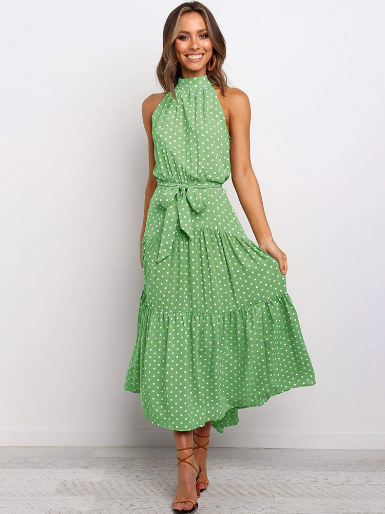 Tanja - Sexi Halfterlos Lang Kleid Urlaubskleidung Frauen Grun