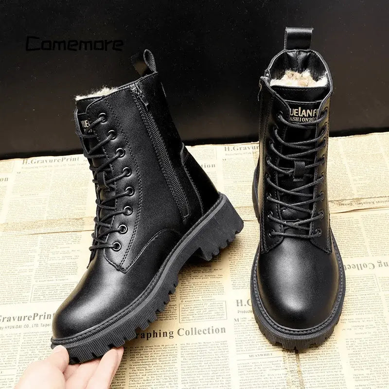 Tanja - Stiefel Premium Leder Warm Elegant Rutschfest Schwarz