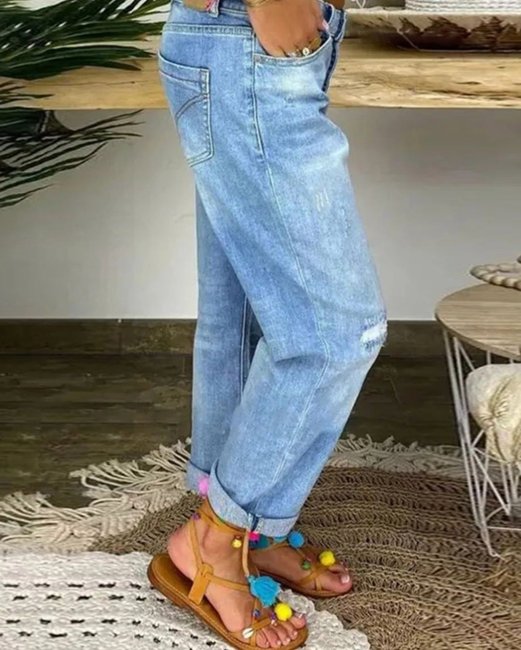 Telse - Damen-Jeans aus Denim mit Knopfverschluss Blau 2