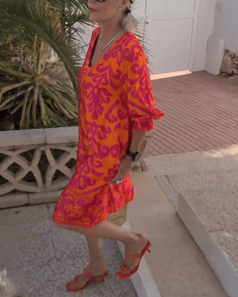 Thalia – Tunikakleid im Boho-Stil - Rot-Orange 1