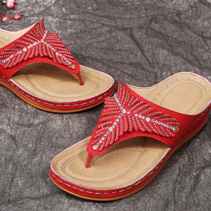 Theodora- Orthopädische Komfort Sandalen Damen Rot