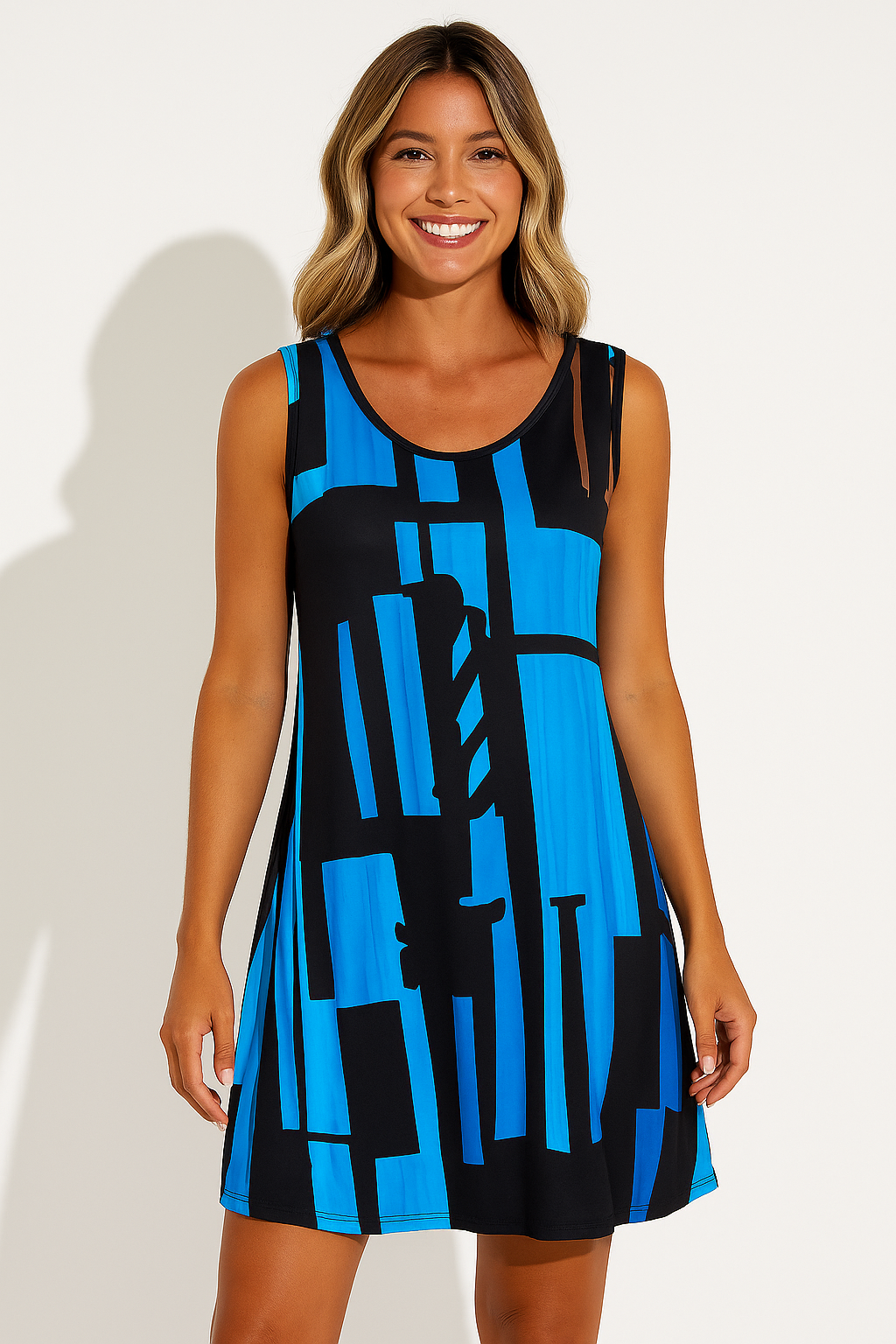 Thyra – Minikleid in A-Linie mit Print - Blau