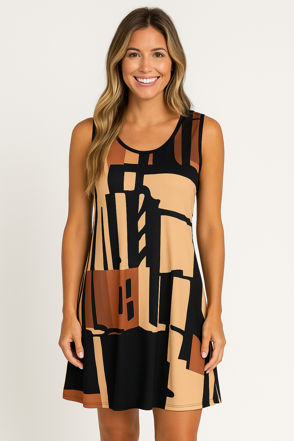 Thyra – Minikleid in A-Linie mit Print - Braun