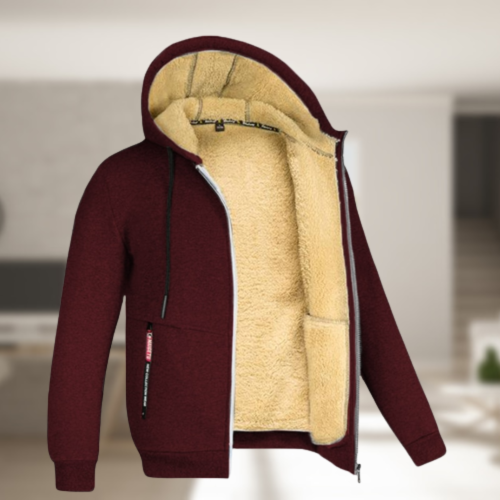 Robert - Herren Winterjacke Lässig Warm Kapuze Fleece