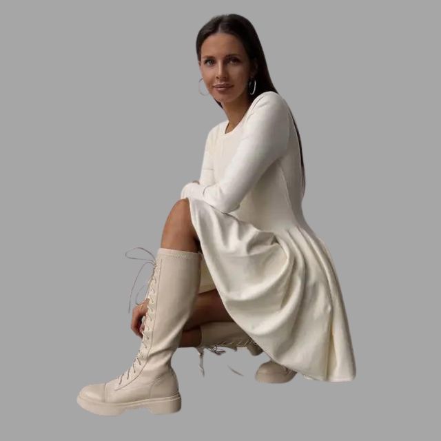 Daniela - Elegantes Damen Sweaterkleid mit Plisseerock