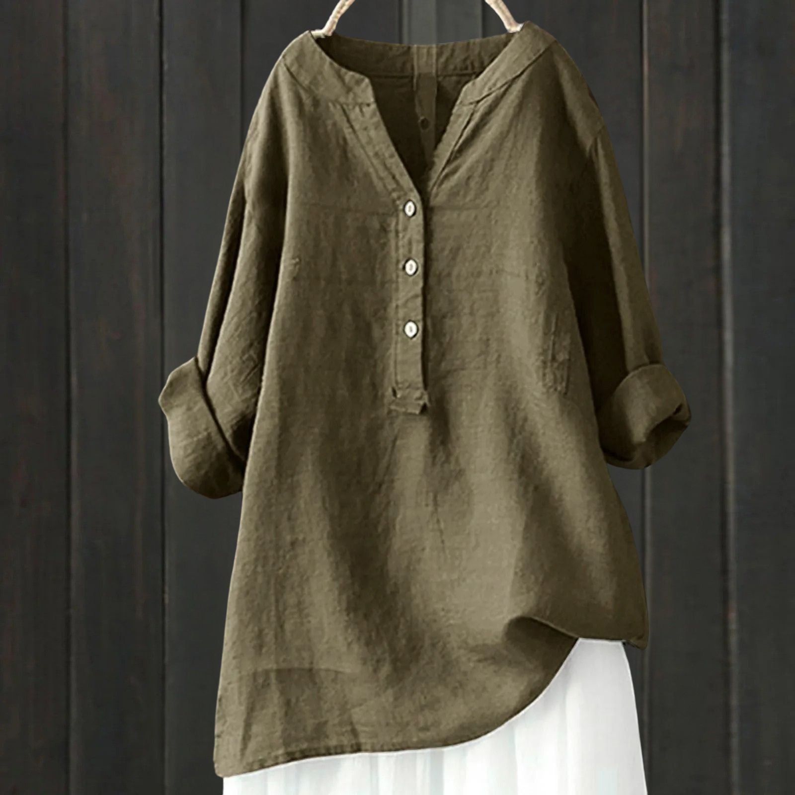Valentinia - Schicke Moderne Bluse Armeegrün