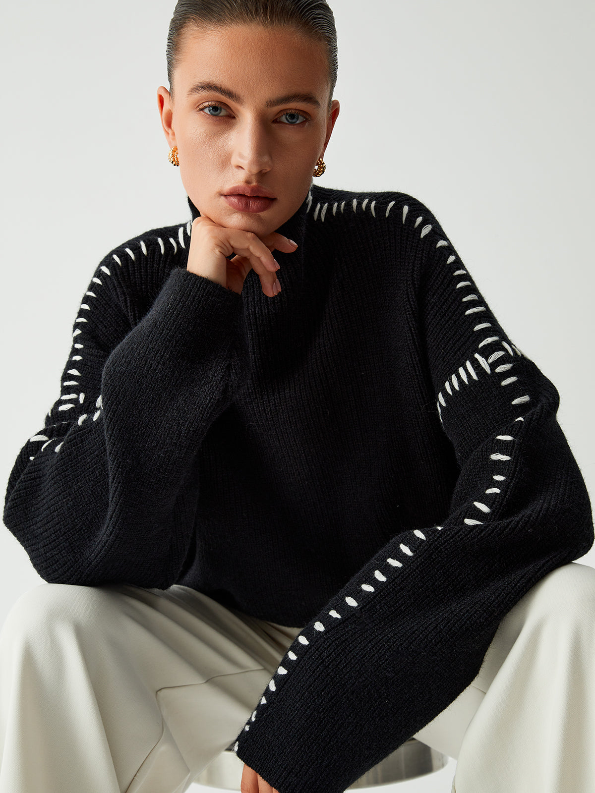 Valinda – Kuscheliger Damen Pullover für Alltag & Freizeit Schwarz