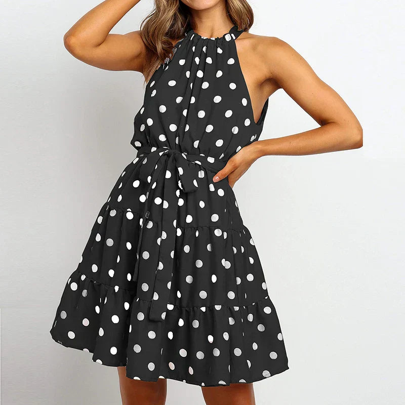 Vanna- Elegantes Sommerkleid mit Punkten Schwarz 2