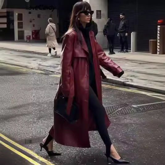 Variera Langer Trenchcoat aus Leder