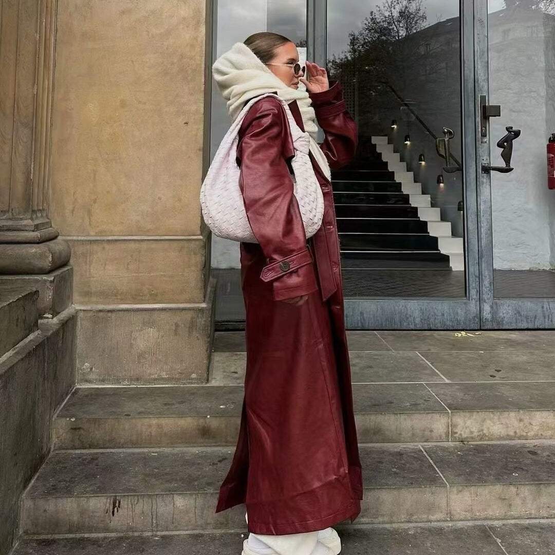 Variera Langer Trenchcoat aus Leder