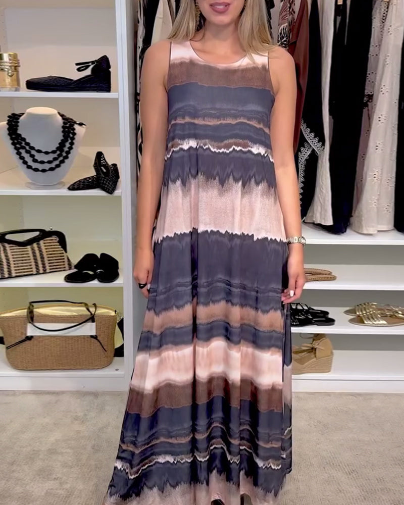 Violeta- Kleid Ärmellos Kontrast Retro Braun 6