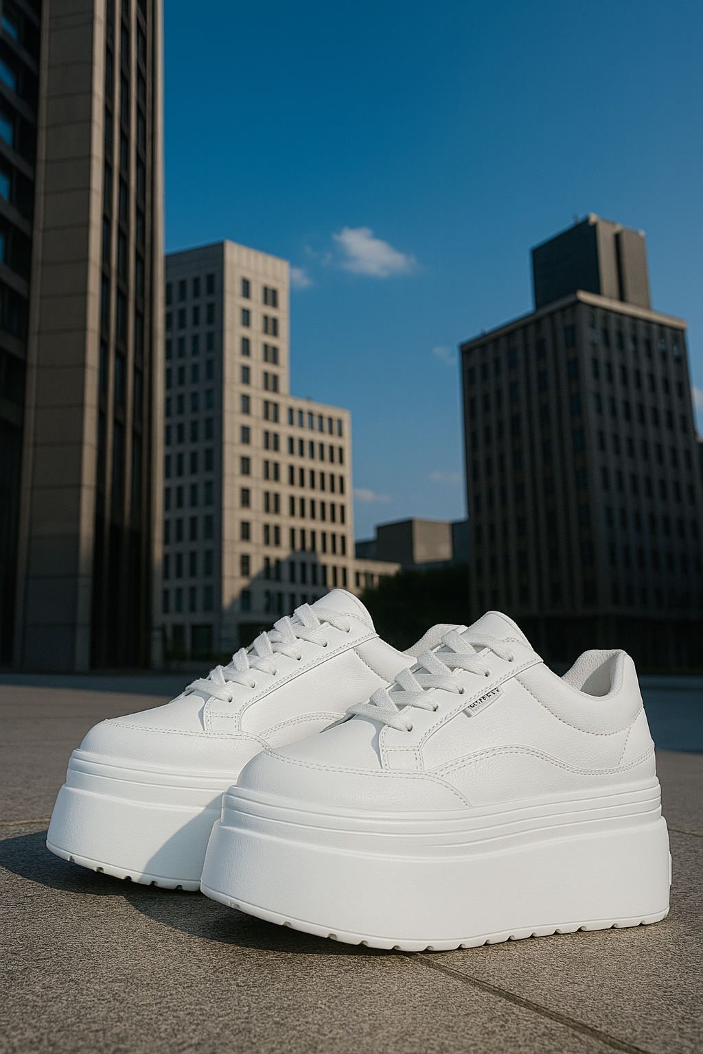 LaceLeather - Leder klobige Plattform Turnschuhe