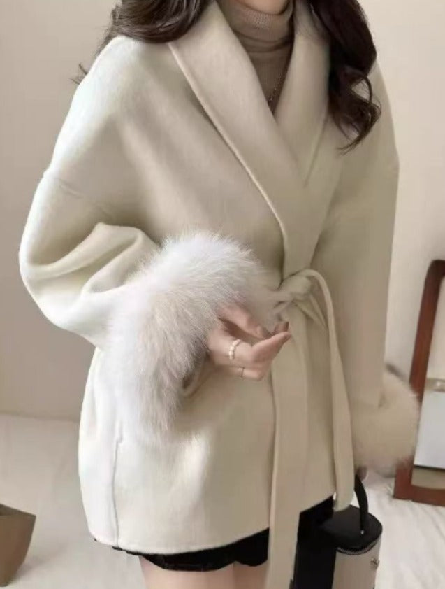 Sophia - Luxusmantel Beige-Braun