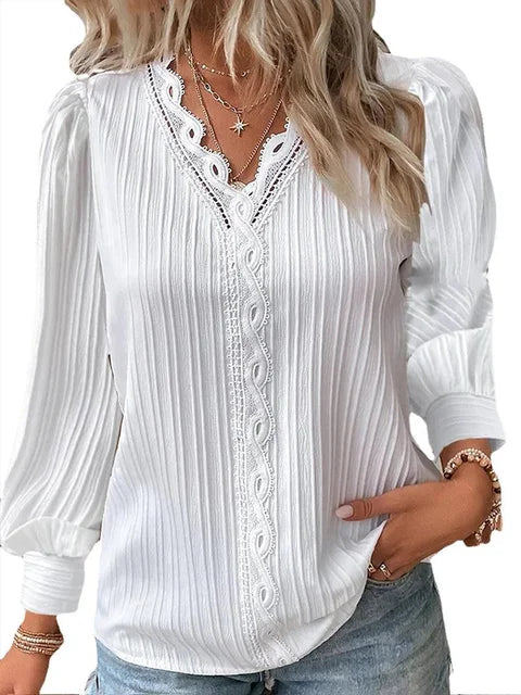 Daniela - Langärmlige Bluse Mit V Ausschnitt Für Damen