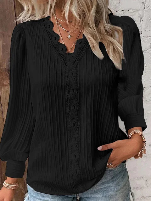 Daniela - Langärmlige Bluse Mit V Ausschnitt Für Damen