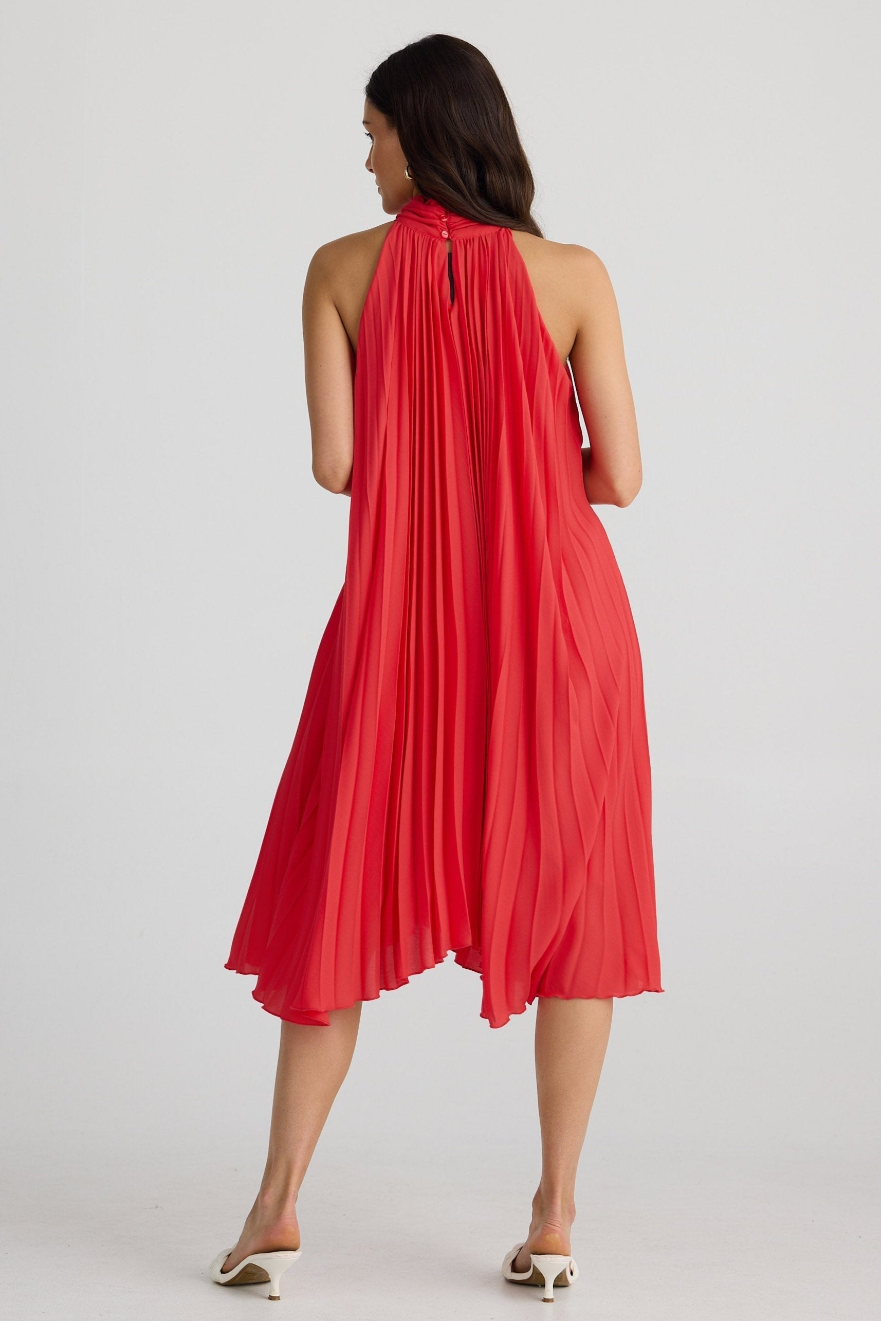 Ysabel - Elegant Pleated Dress - Rot 3