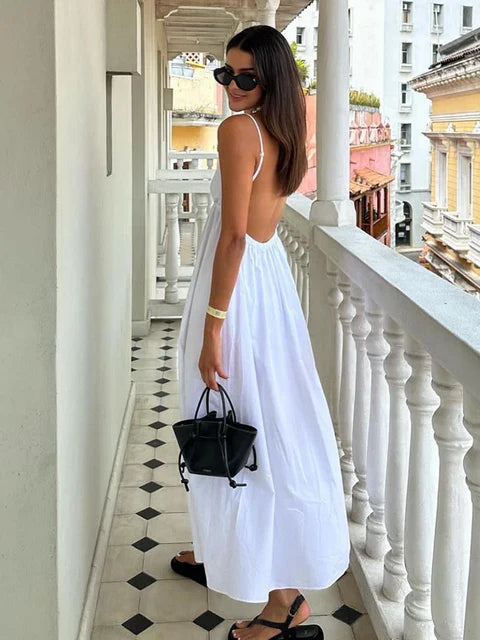 Zuzana – Fließendes Sommerkleid mit schmalen Trägern Weiß 4