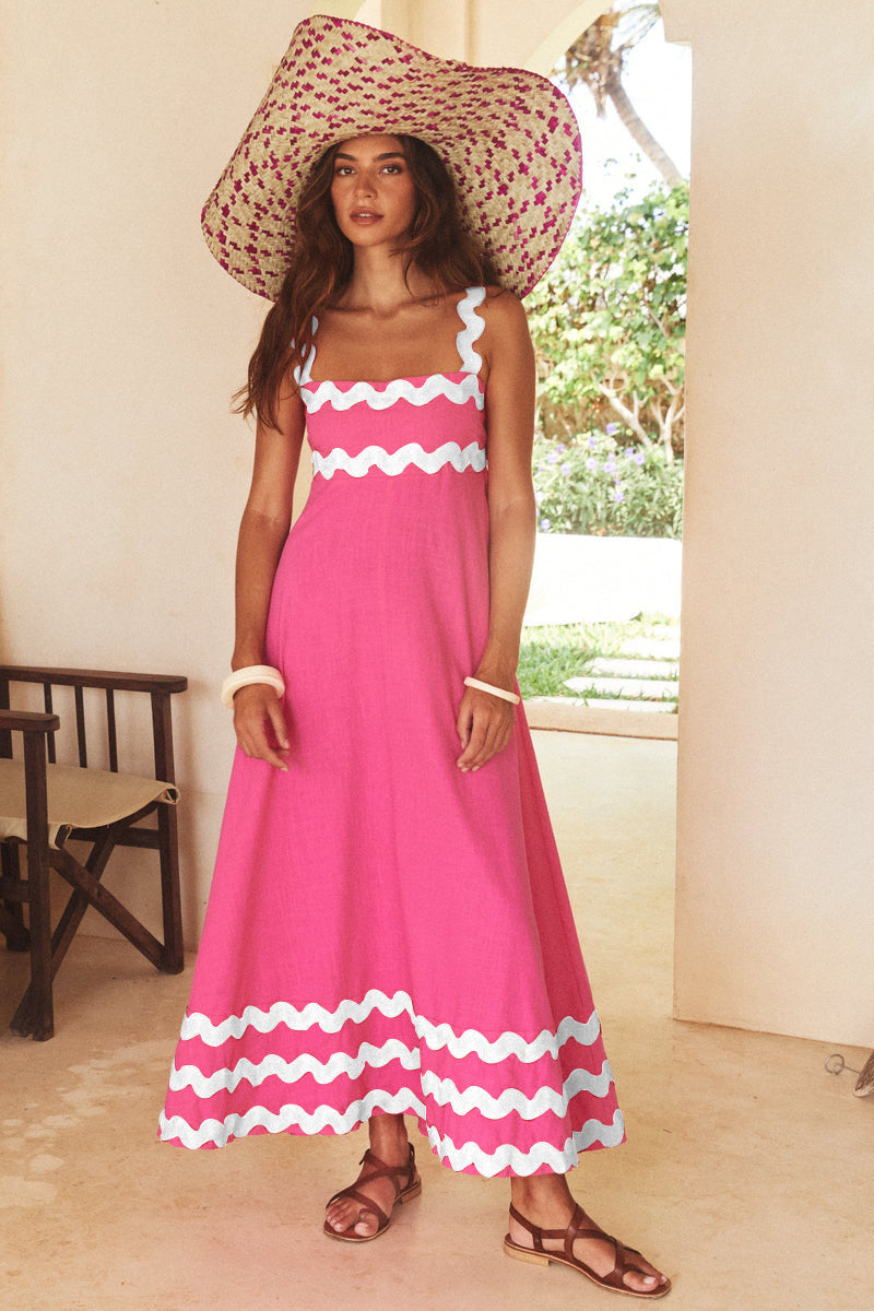 Floriane – Wellenmuster Kleid mit Trägern für Damen