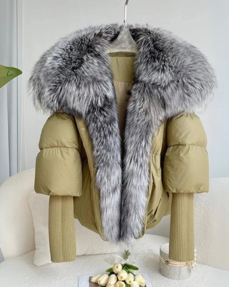 Delphine - Damen Puffer Winterjacke mit Kragen