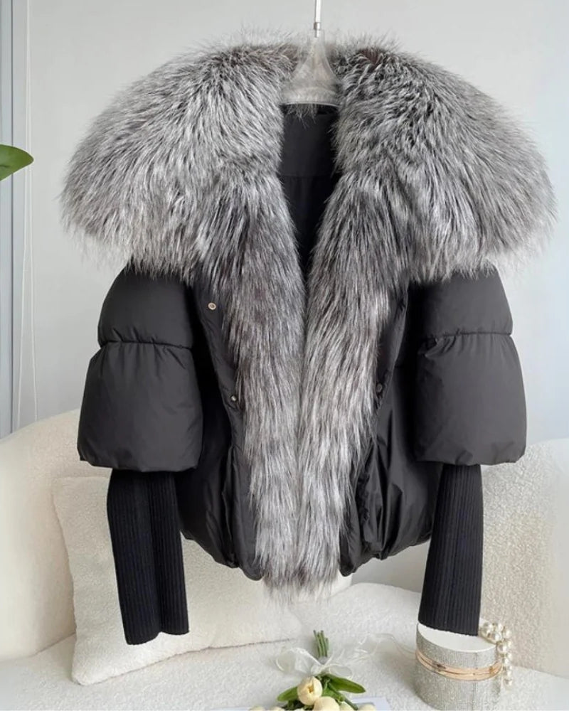 Delphine - Damen Puffer Winterjacke mit Kragen