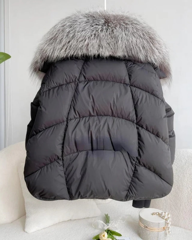 Delphine - Damen Puffer Winterjacke mit Kragen