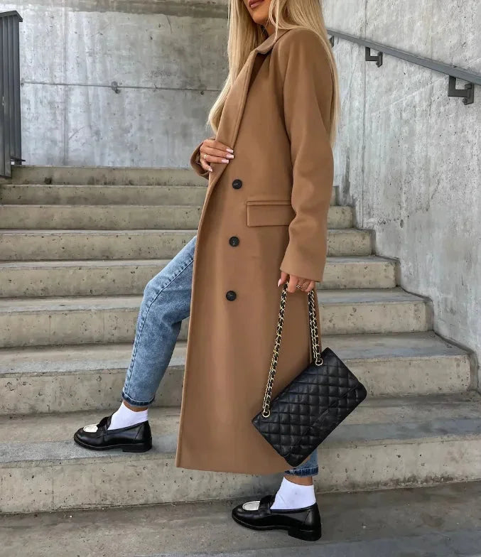 Pauline – Doppelreiher-Mantel Mit Gürtel Und Taschen