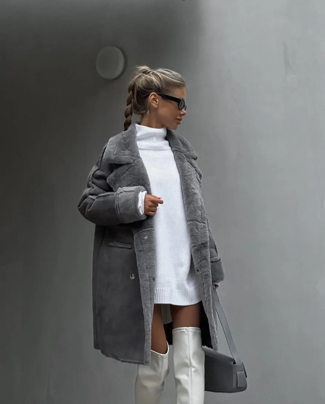 Hanna - Lockere Teddyjacke aus Lammwolle mit lässigem Kragen