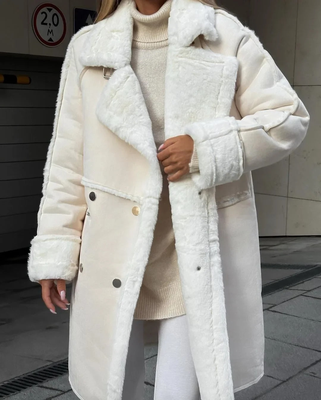 Hanna - Lockere Teddyjacke aus Lammwolle mit lässigem Kragen