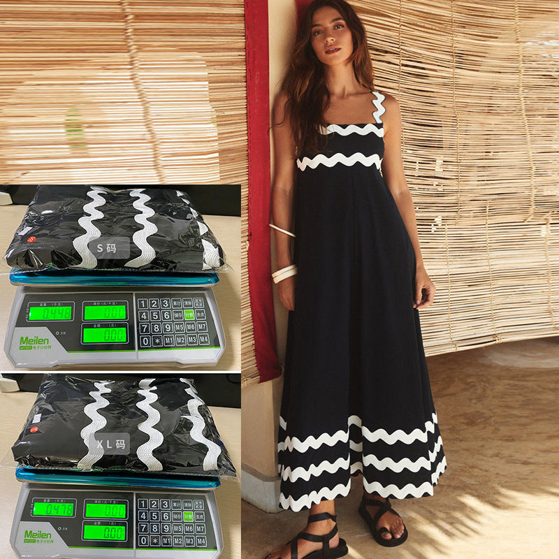Floriane – Wellenmuster Kleid mit Trägern für Damen