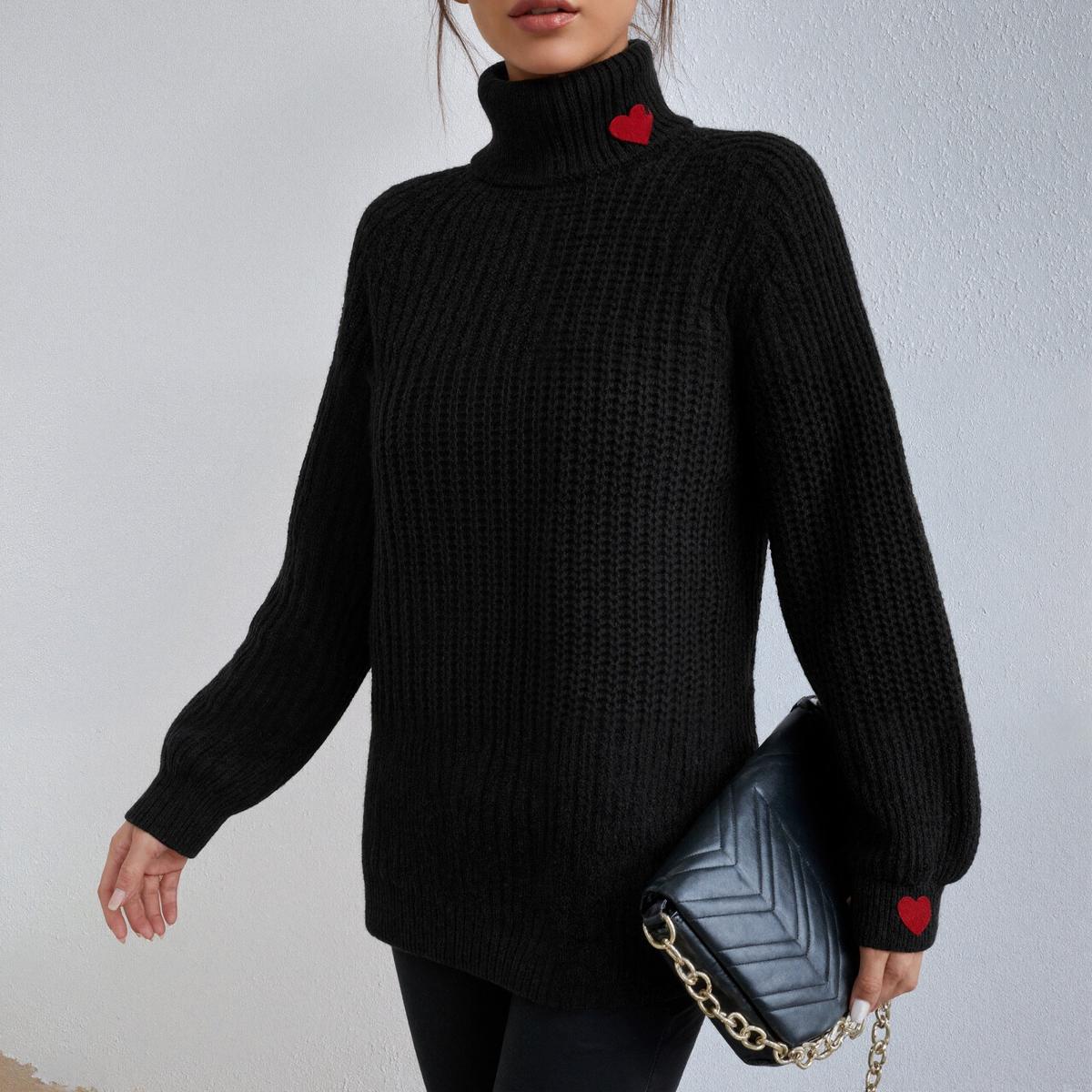 Franka – Schwarzer Turtle Neck Strickpullover für Damen